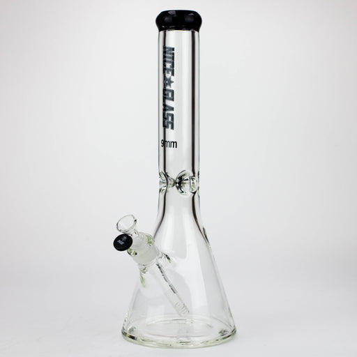 NG | 16 inch 9mm Flat Mouth Beaker [S202] Glass Bong High-End Brands Glass BLACK