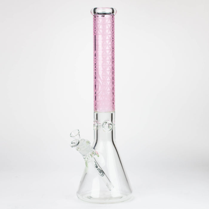 Genie | 17" sandblasted artwork tube 7 mm glass water bong [GB21005] Glass Bong ONE Pink
