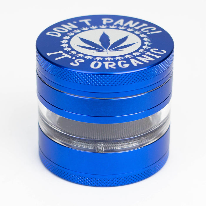 Heavy Duty Large "Don't Panic It's Organic" 4 Parts Weed Grinder Engraved in Canada Design #1 Regular Grinder Laser Ninja Blue
