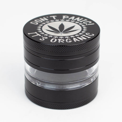 Heavy Duty Large "Don't Panic It's Organic" 4 Parts Weed Grinder Engraved in Canada Design #1 Regular Grinder Laser Ninja Black