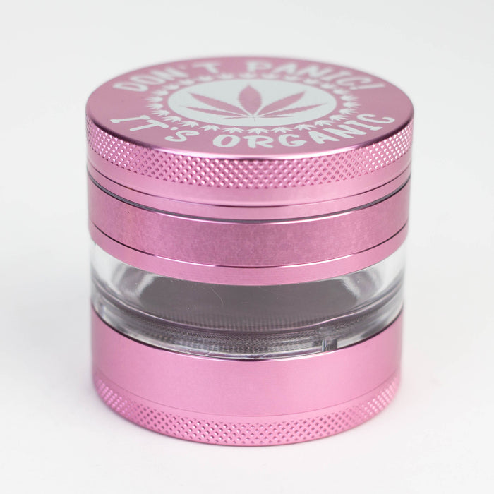 Heavy Duty Large "Don't Panic It's Organic" 4 Parts Weed Grinder Engraved in Canada Design #1 Regular Grinder Laser Ninja Pink