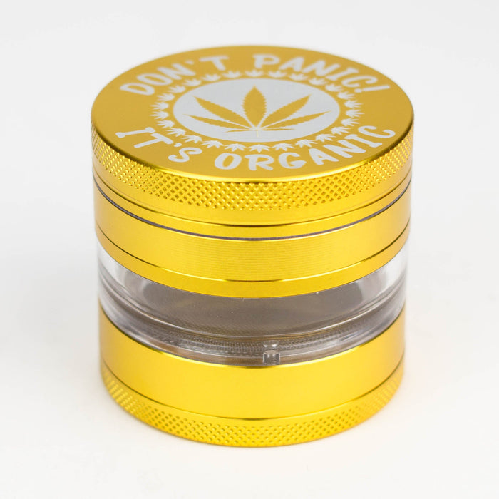 Heavy Duty Large "Don't Panic It's Organic" 4 Parts Weed Grinder Engraved in Canada Design #1 Regular Grinder Laser Ninja Golden