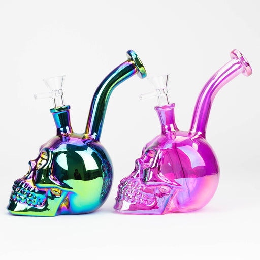 7" Skull shape Eletroplate Glass Bong [WP 045] Glass Bong JJ Distribution