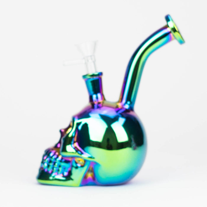 7" Skull shape Eletroplate Glass Bong [WP 045] Glass Bong JJ Distribution