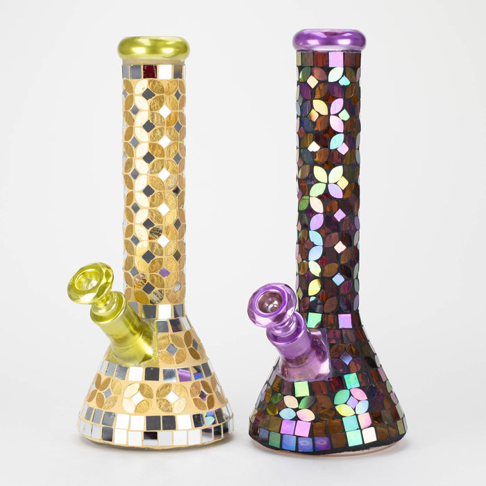 14" Mosaic 9mm glass beaker bong with tree arm percolator [MSAK-2] Glass Bong Canadian Distributor