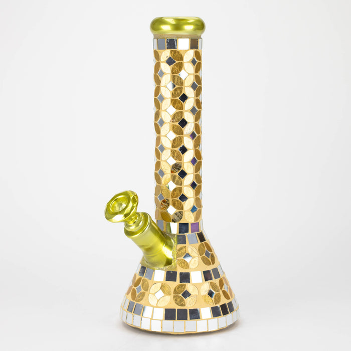 14" Mosaic 9mm glass beaker bong with tree arm percolator [MSAK-2] Glass Bong Canadian Distributor Golden