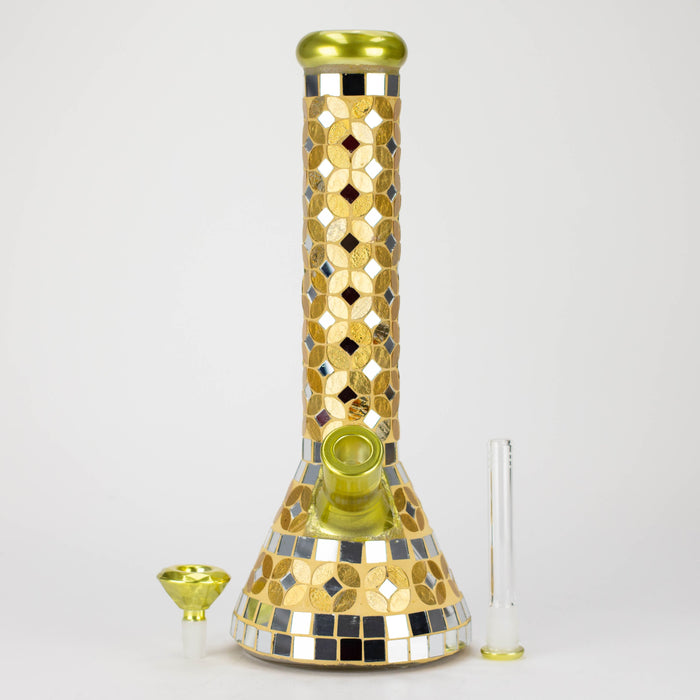 14" Mosaic 9mm glass beaker bong with tree arm percolator [MSAK-2] Glass Bong Canadian Distributor