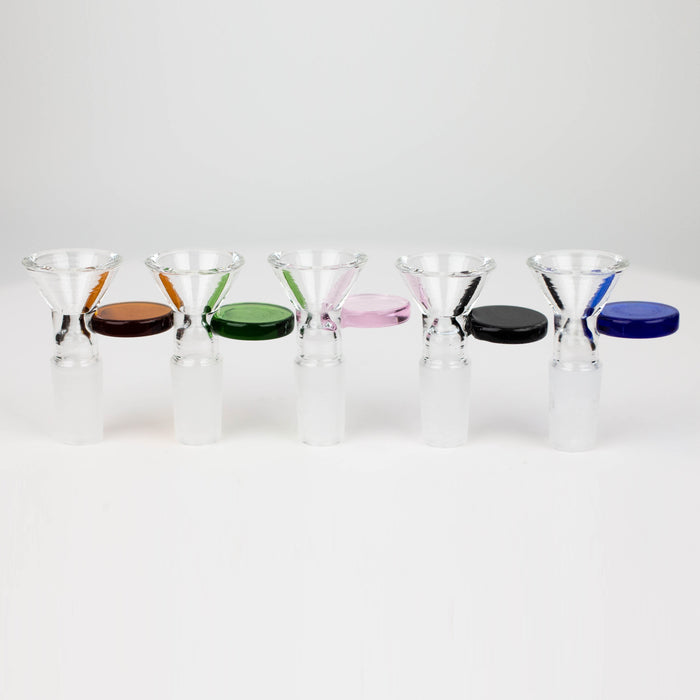 Glass bowl with color round handle for 14 mm Pack of 3 Bowl · Popper 777 Smoke
