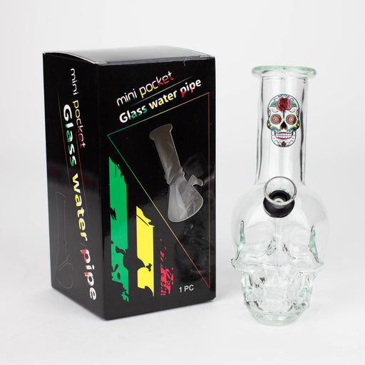 Z6" Mini Skull base soft glass water bong [BS11] Glass Bong 777 Smoke