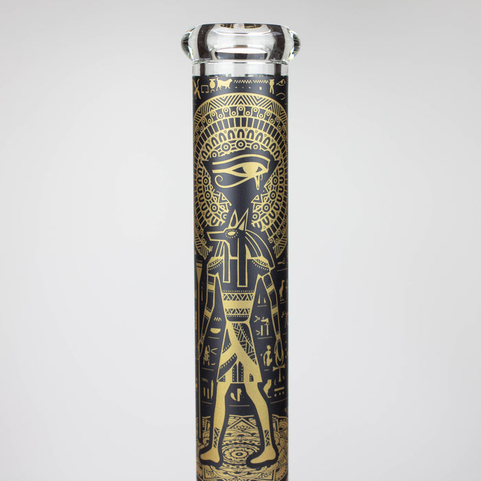 15.5" Egyptian Hieroglyph / 7 mm / Glow in the dark / Glass Bong  [LL034-YLW]