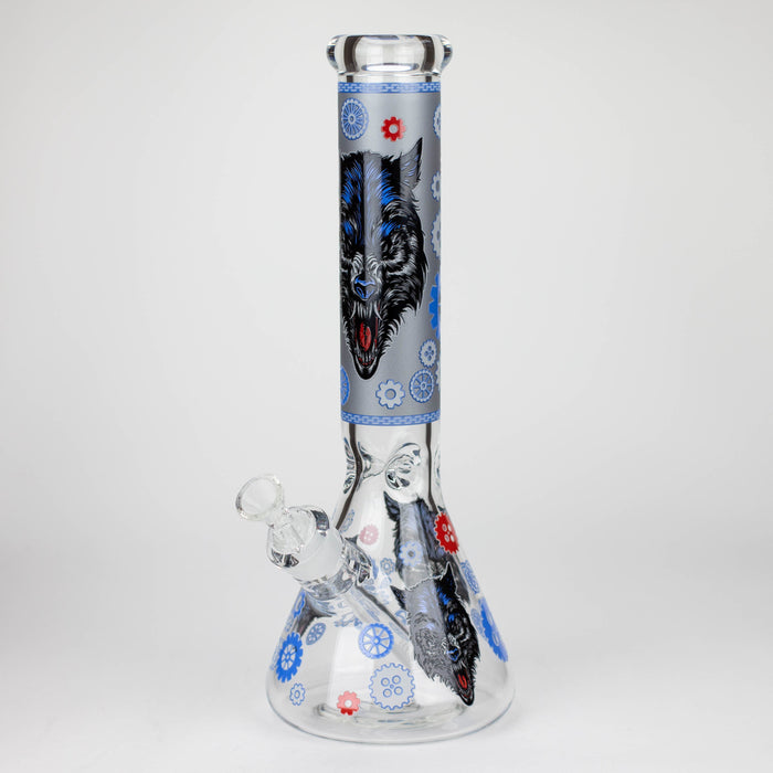 13.5 " JJ WOLF GLOW IN THE DARK GLASS BONG [LL036] Glass Bong JJ Distribution BLUE