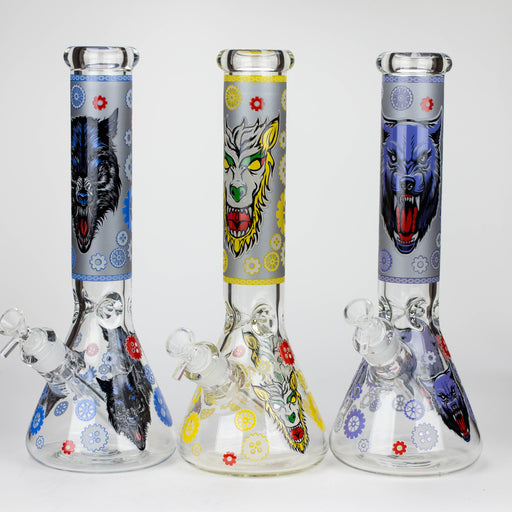 13.5 " JJ WOLF GLOW IN THE DARK GLASS BONG [LL036] Glass Bong JJ Distribution