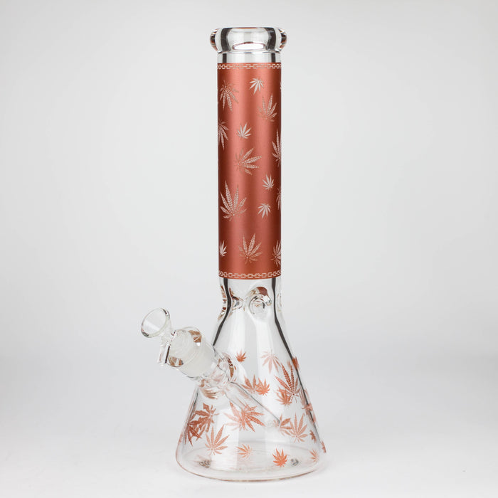 14" Leaf Glow in the dark 7 mm glass bong [LL033] Glass Bong JJ Distribution Red