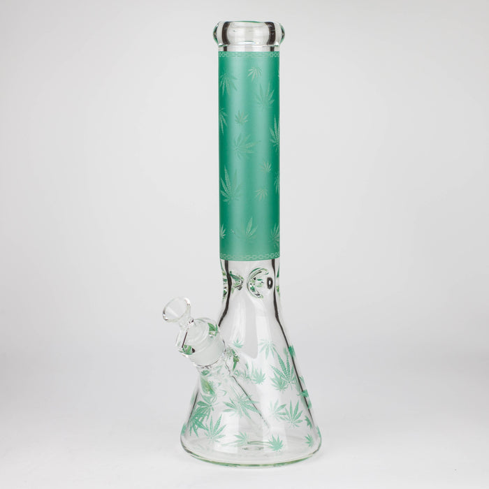 14" Leaf Glow in the dark 7 mm glass bong [LL033] Glass Bong JJ Distribution Green