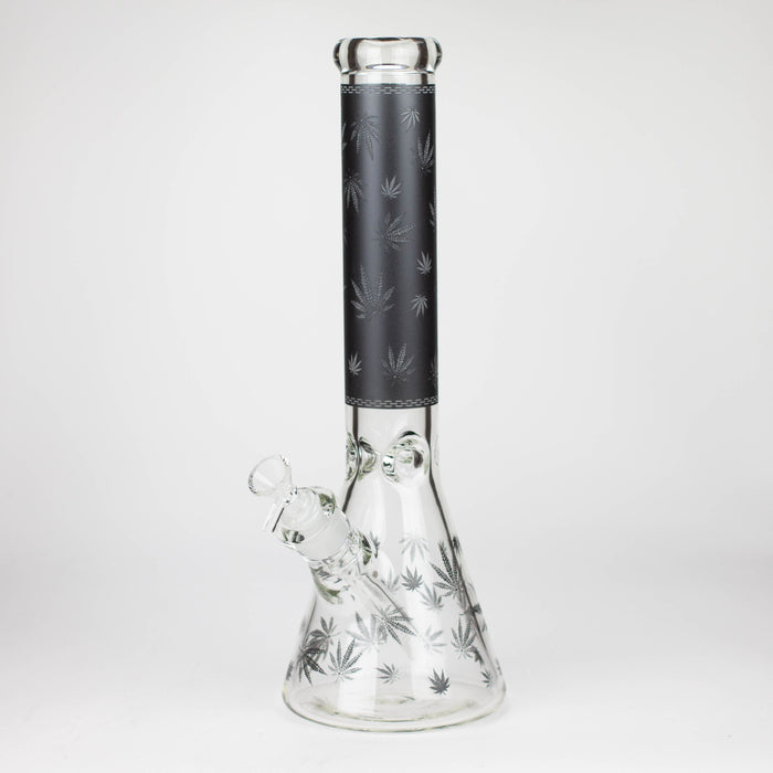 14" Leaf Glow in the dark 7 mm glass bong [LL033] Glass Bong JJ Distribution Black