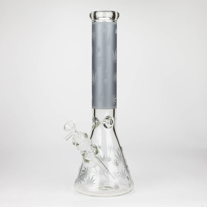 14" Leaf Glow in the dark 7 mm glass bong [LL033] Glass Bong JJ Distribution Grey