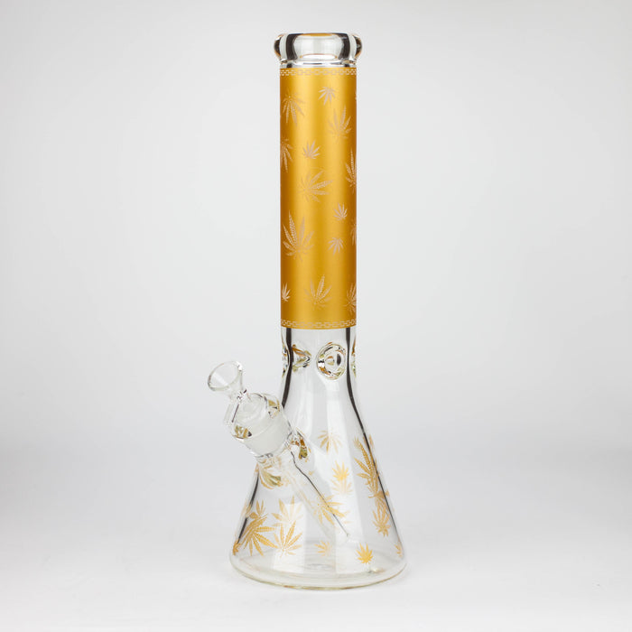 14" Leaf Glow in the dark 7 mm glass bong [LL033] Glass Bong JJ Distribution Yellow