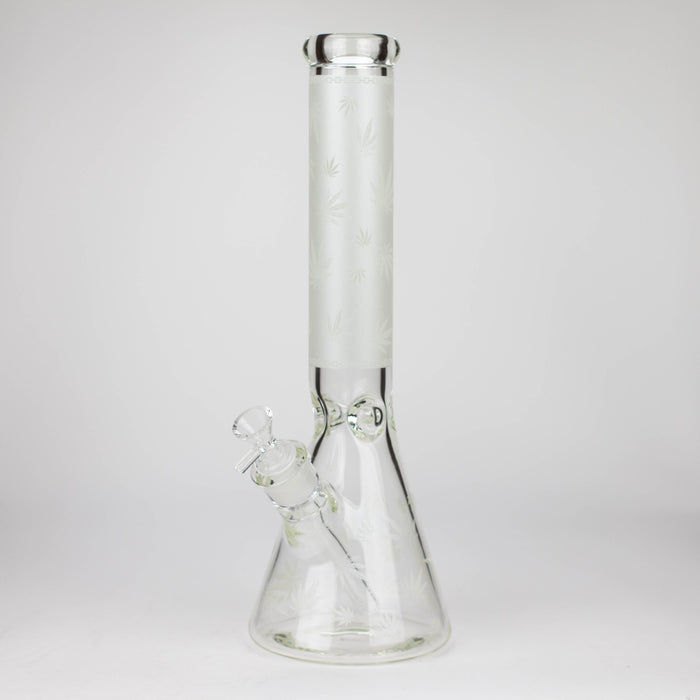14" Leaf Glow in the dark 7 mm glass bong [LL033] Glass Bong JJ Distribution White