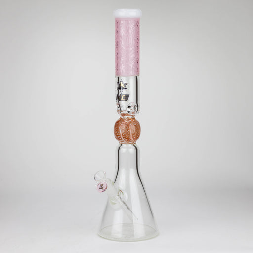 NG | 18.5 inch Sandblasted Filigree Beaker [S397] Glass Bong High-End Brands Glass PINK
