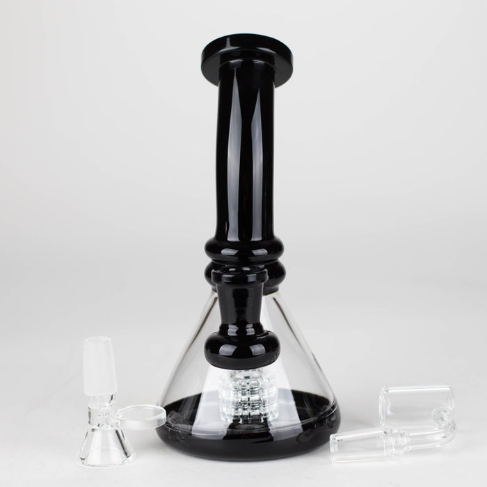 Z7" 2-in-1 Color accented Rig with perc (Banger and Bowl Included) Glass Rig 777 Smoke
