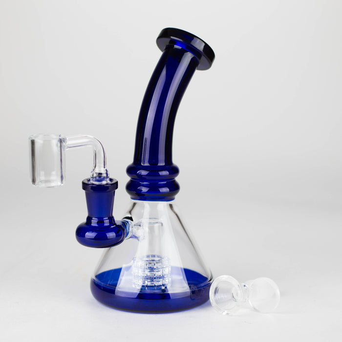 Z7" 2-in-1 Color accented Rig with perc (Banger and Bowl Included) Glass Rig 777 Smoke Blue