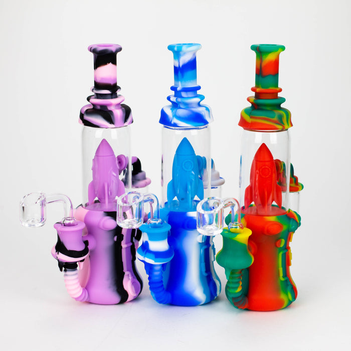 9'' Spaceship Rig-Assorted [H211] Resin · Silicone Rig YHS Smoke