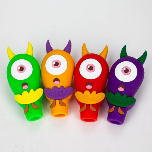 3.5" One-Eyed Eggplant Smoking Hand Pipe-Assorted [H326] Silicone Pipe YHS Smoke