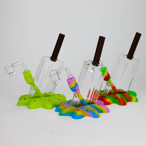 7" Drop popsicle Rig-Assorted [H206] Resin · Silicone Rig YHS Smoke