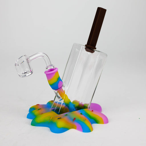 7" Drop popsicle Rig-Assorted [H206] Resin · Silicone Rig YHS Smoke