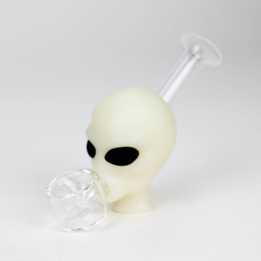 4" Alien hand pipe glow in the dark [H279G] Silicone Pipe YHS Smoke