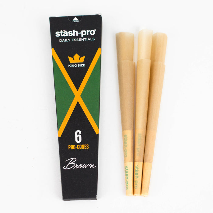 Stash-Pro | Unbleached (Brown) Pro 6 Cones box of 24 Pre-rolled Cone (Display Pack) Stash-Pro