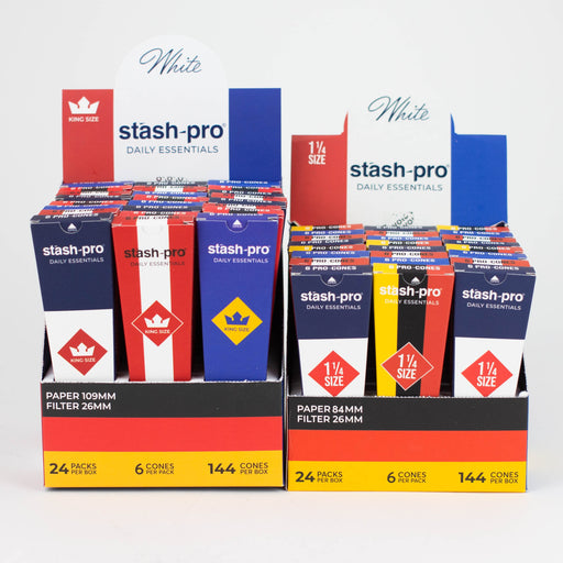 Stash-Pro | Bleached (White) Pro 6 Cones box of 24 Pre-rolled Cone (Display Pack) Stash-Pro