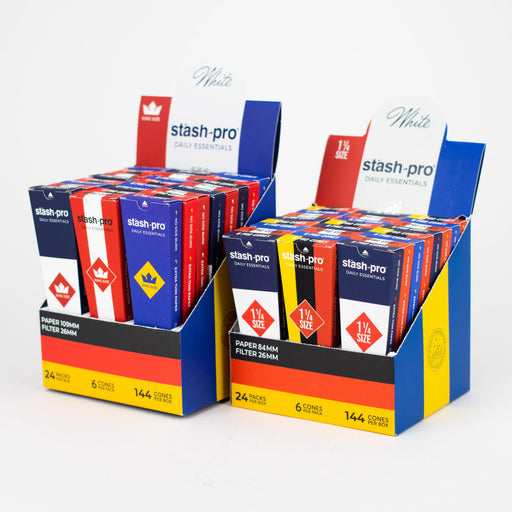 Stash-Pro | Bleached (White) Pro 6 Cones box of 24 Pre-rolled Cone (Display Pack) Stash-Pro