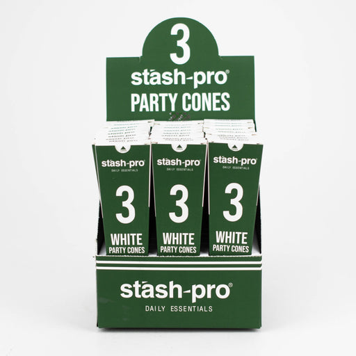Stash-Pro | Bleached (White) Party Pack 3 Cones box of 24 Pre-rolled Cone (Display Pack) Stash-Pro