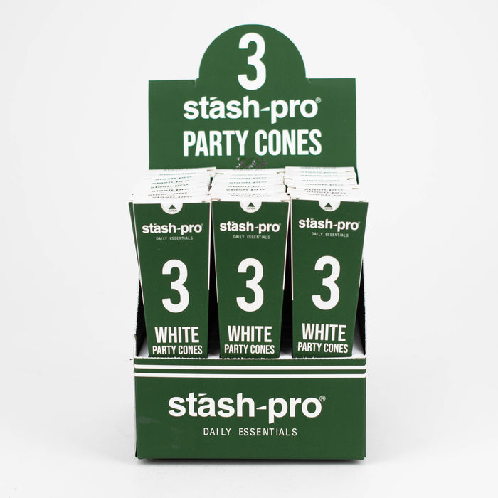 Stash-Pro | Bleached (White) Party Pack 3 Cones box of 24 Pre-rolled Cone (Display Pack) Stash-Pro
