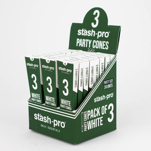 Stash-Pro | Bleached (White) Party Pack 3 Cones box of 24 Pre-rolled Cone (Display Pack) Stash-Pro
