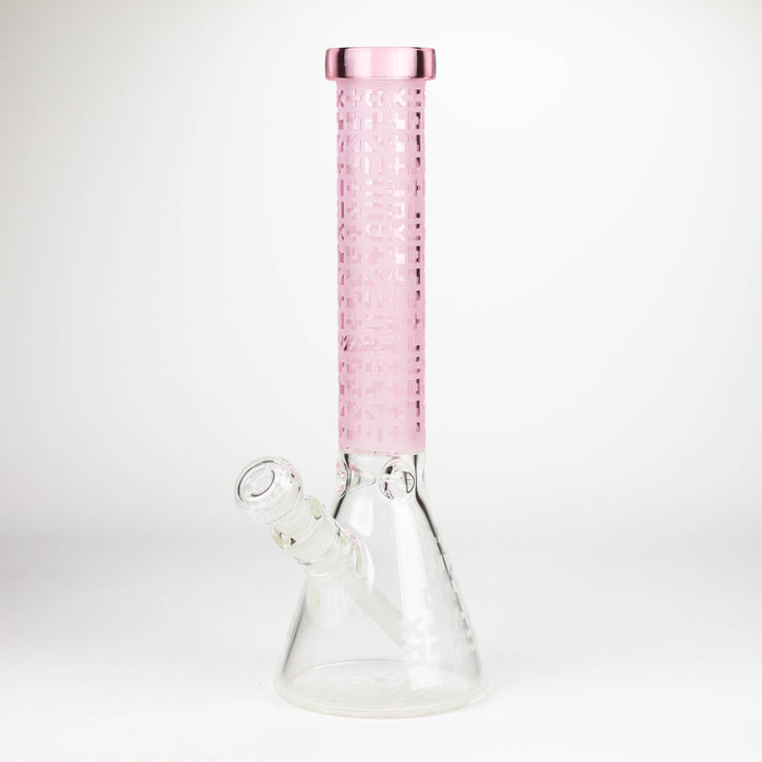 COBRA | 14" sandblasted geometric graphic 7 mm glass bong [YY02] Glass Bong JJ Distribution Pink
