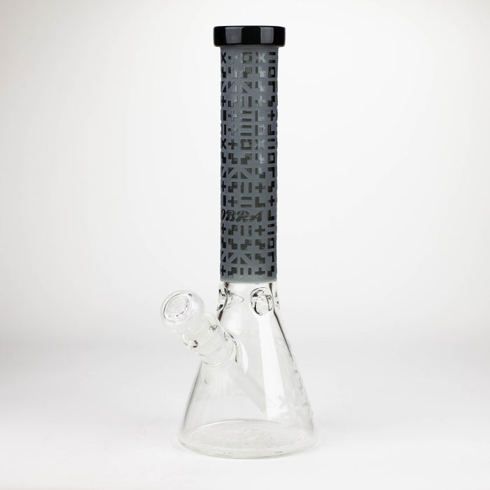 COBRA | 14" sandblasted geometric graphic 7 mm glass bong [YY02] Glass Bong JJ Distribution Black
