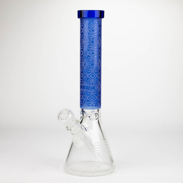 COBRA | 14" sandblasted geometric graphic 7 mm glass bong [YY01] Glass Bong JJ Distribution Blue