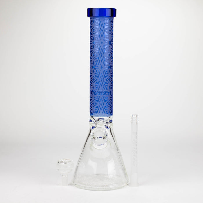 COBRA | 14" sandblasted geometric graphic 7 mm glass bong [YY01]