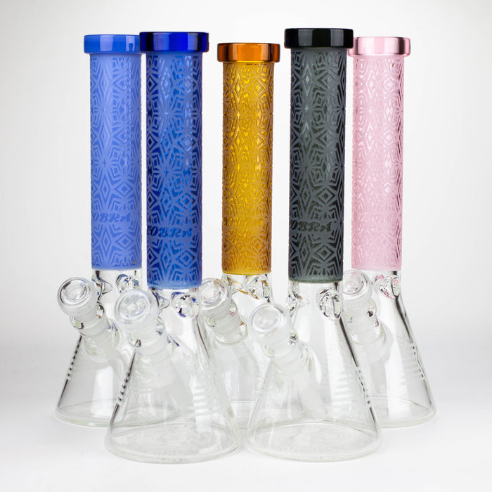COBRA | 14" sandblasted geometric graphic 7 mm glass bong [YY01] Glass Bong JJ Distribution