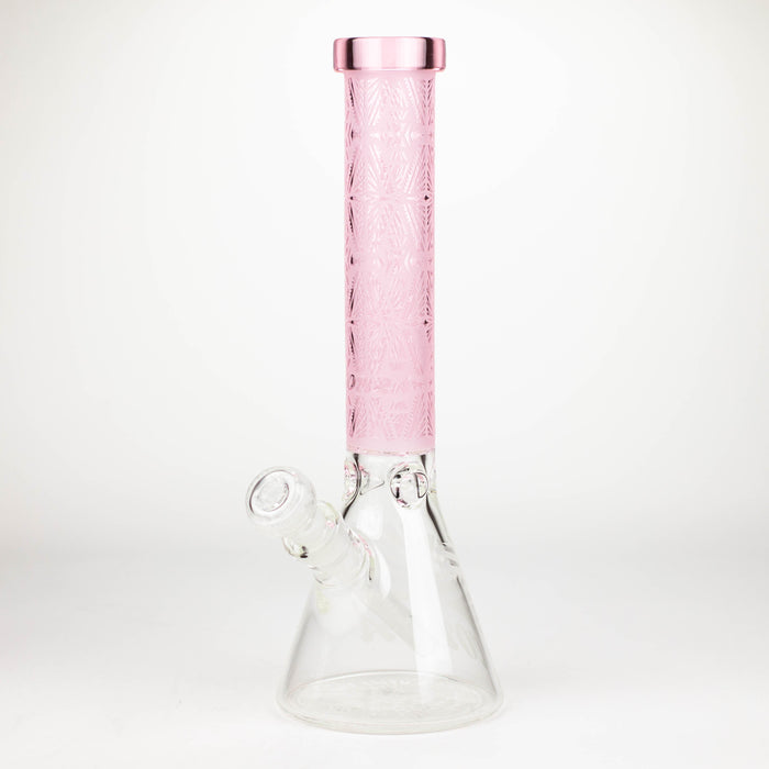 COBRA | 14" sandblasted geometric graphic 7 mm glass bong [YK08] Glass Bong JJ Distribution Pink