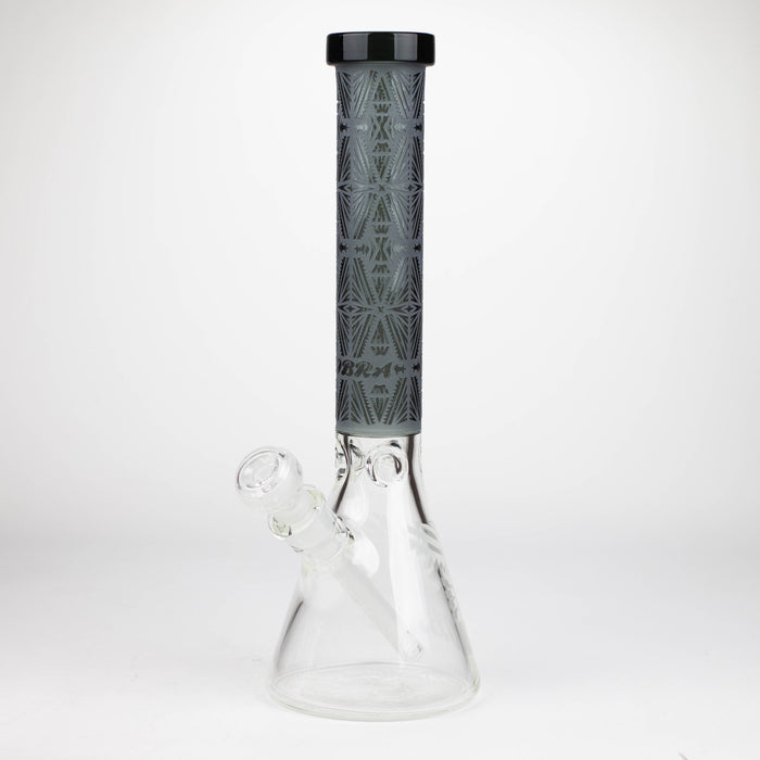 COBRA | 14" sandblasted geometric graphic 7 mm glass bong [YK08] Glass Bong JJ Distribution Black