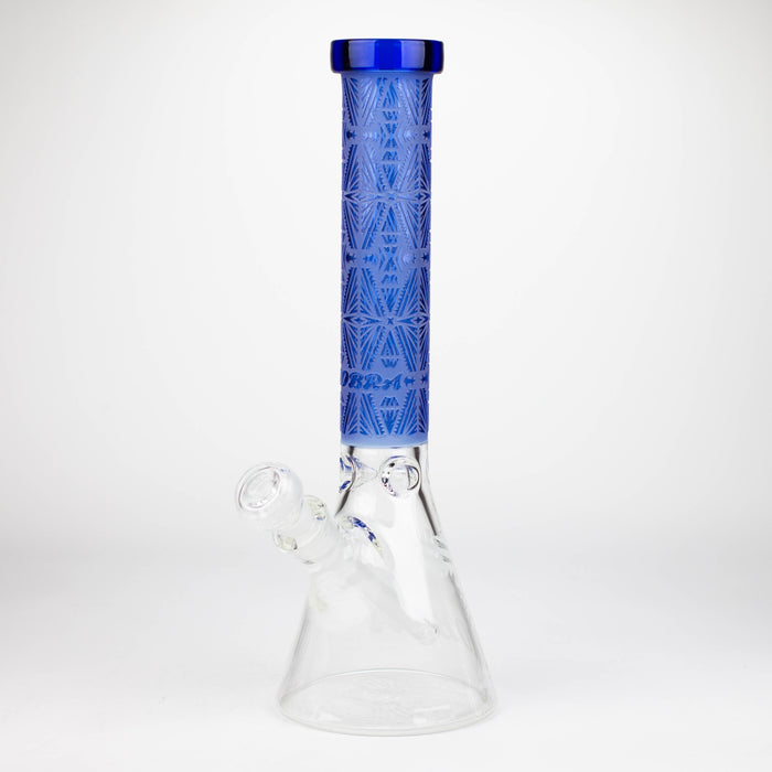 COBRA | 14" sandblasted geometric graphic 7 mm glass bong [YK08] Glass Bong JJ Distribution Blue
