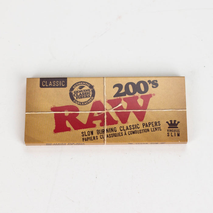 RAW 200's. Natural Unrefined King Slim paper Box of 40 [CP1266] King Size ONE