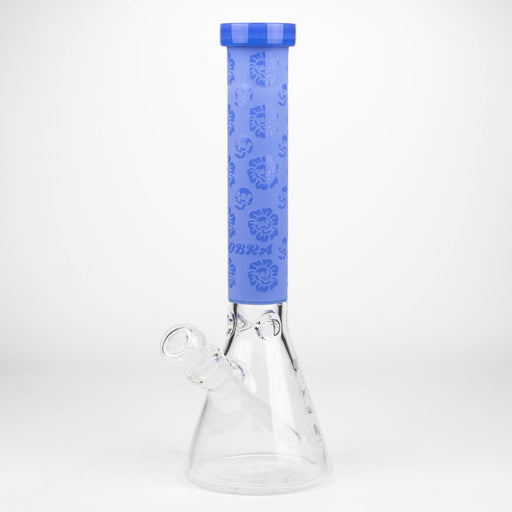 COBRA | 14" sandblasted geometric graphic 7 mm glass bong [YK07] Glass Bong JJ Distribution Jade Blue