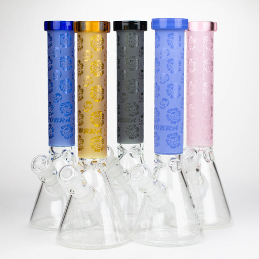 COBRA | 14" sandblasted geometric graphic 7 mm glass bong [YK07] Glass Bong JJ Distribution