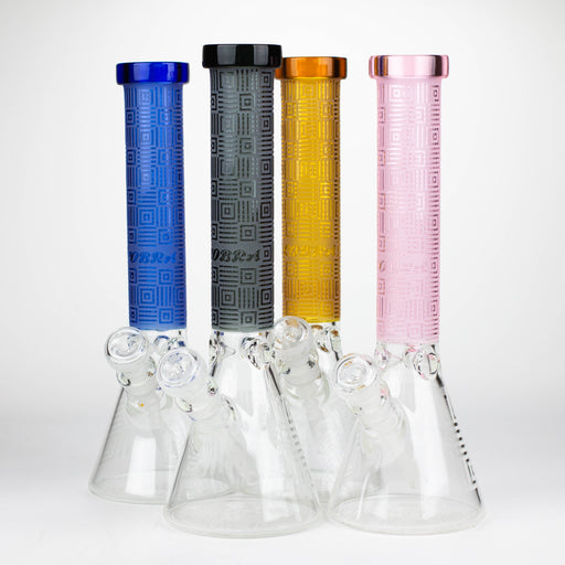 COBRA | 14" sandblasted geometric graphic 7 mm glass bong [YK06] Glass Bong JJ Distribution