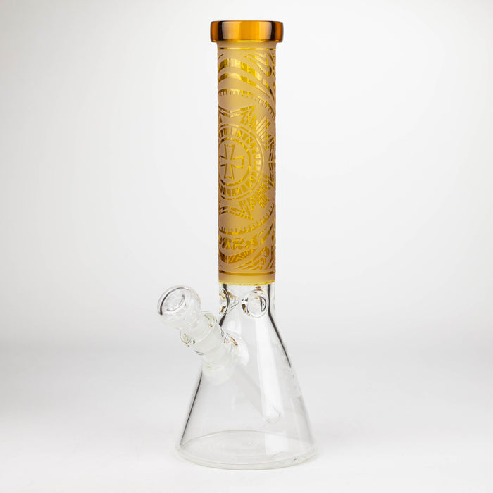 COBRA | 14" sandblasted geometric graphic 7 mm glass bong [YY03]