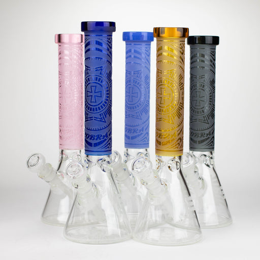 COBRA | 14" sandblasted geometric graphic 7 mm glass bong [YY03] Glass Bong JJ Distribution
